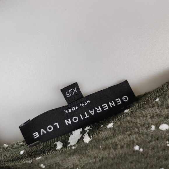 Generation Love Green Long Sleeve Crew Neck Semi Sheer Paint Splatter Top XS/S - Picture 7 of 9